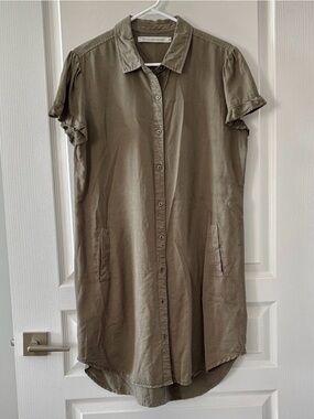 Casual Olive Green Shirt Dress